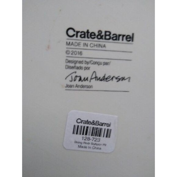 Crate & Barrel Square Skating Reindeer Christmas 6" Appetizer Plates (4) NWT - Picture 4 of 4